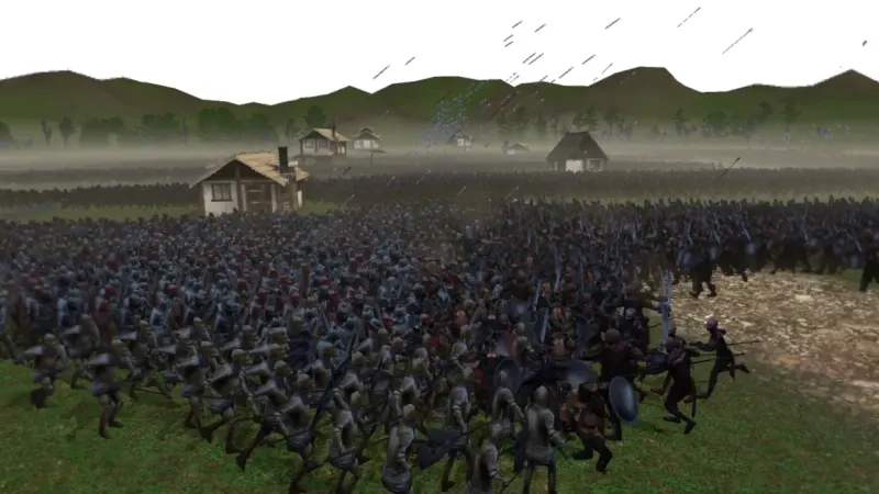 Two armies collide among the farmhouses of Village Outskirts
