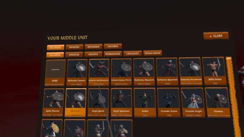 Pick three unit types per side